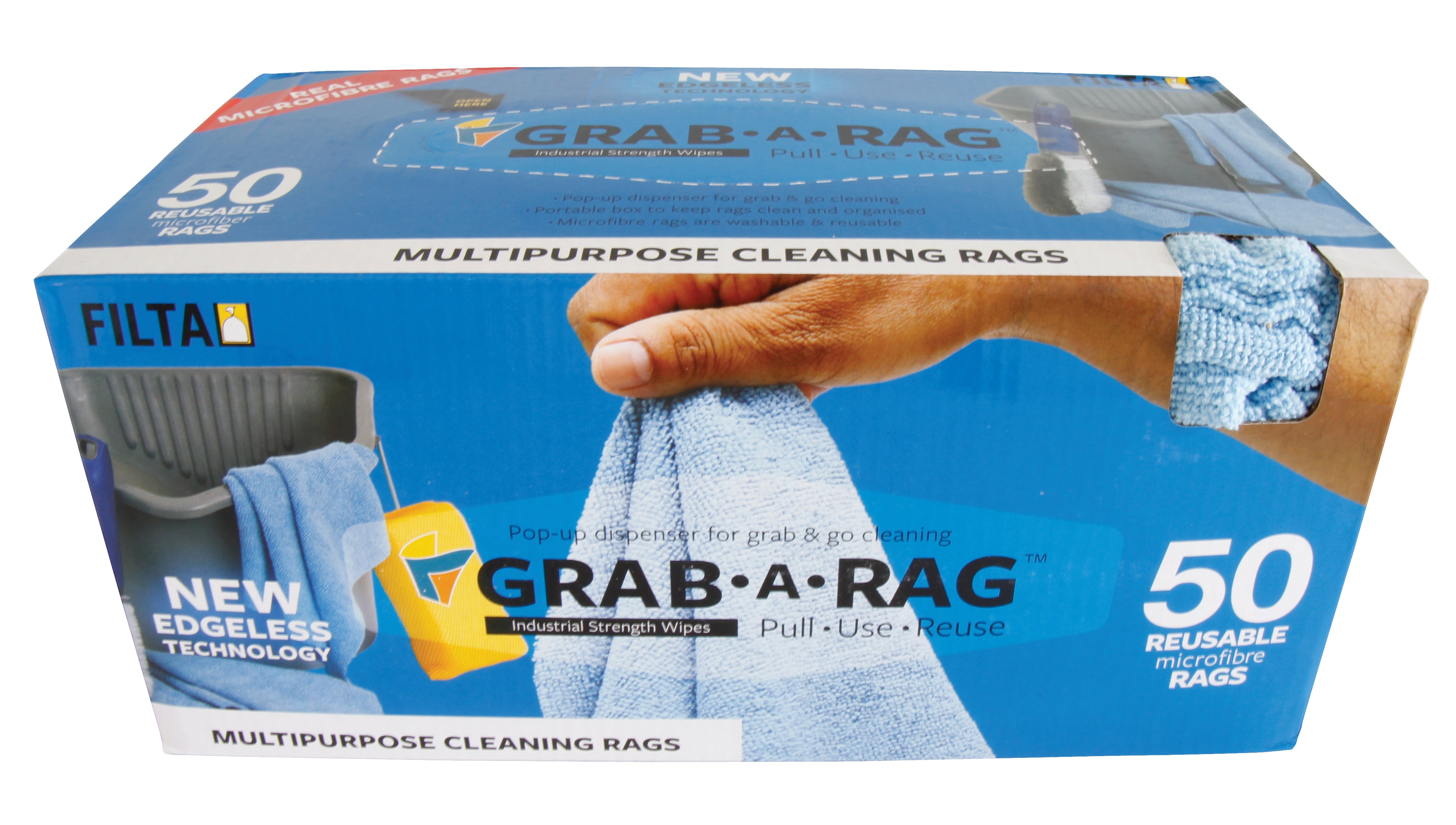 GRAB-A-RAG MICROFIBRE RAGS BLUE 30CM X 30CM 50 PACK