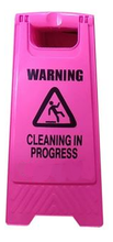 Load image into Gallery viewer, GALA A-FRAME SAFETY SIGN - &quot;CLEANING IN PROGRESS&quot; PINK