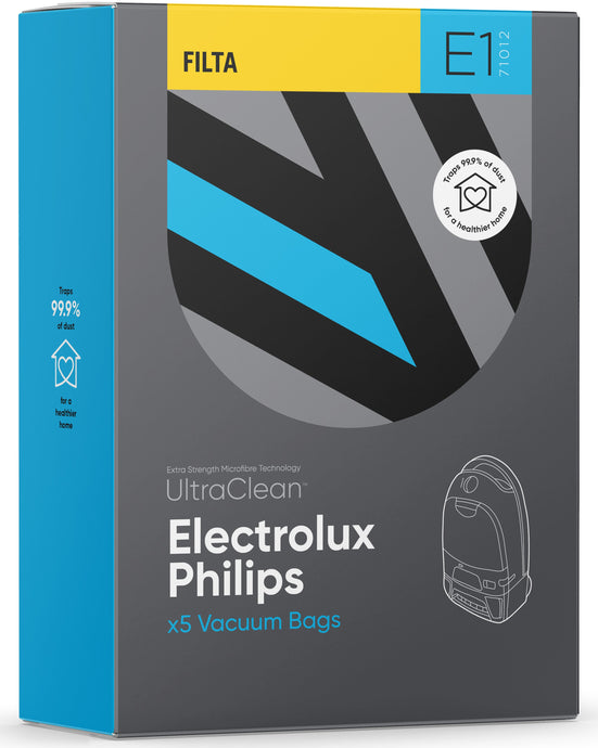 E1 - ULTRACLEAN ELECTROLUX, PHILIPS SMS MULTI LAYERED VACUUM BAGS 5 PACK