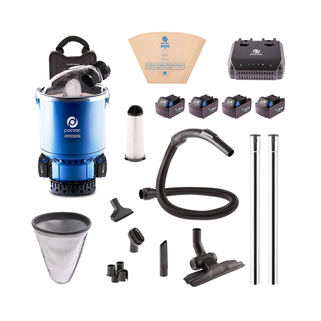PACVAC SUPERPRO GO BATTERY BACKPACK VACUUM CLEANER
