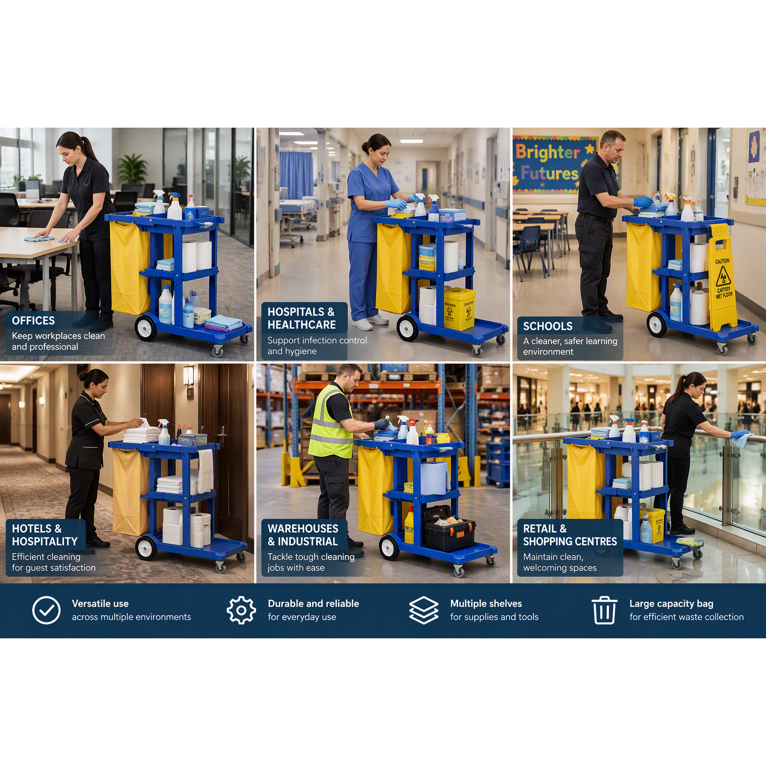 FILTA TITAN UTILITY JANITOR CART BLUE