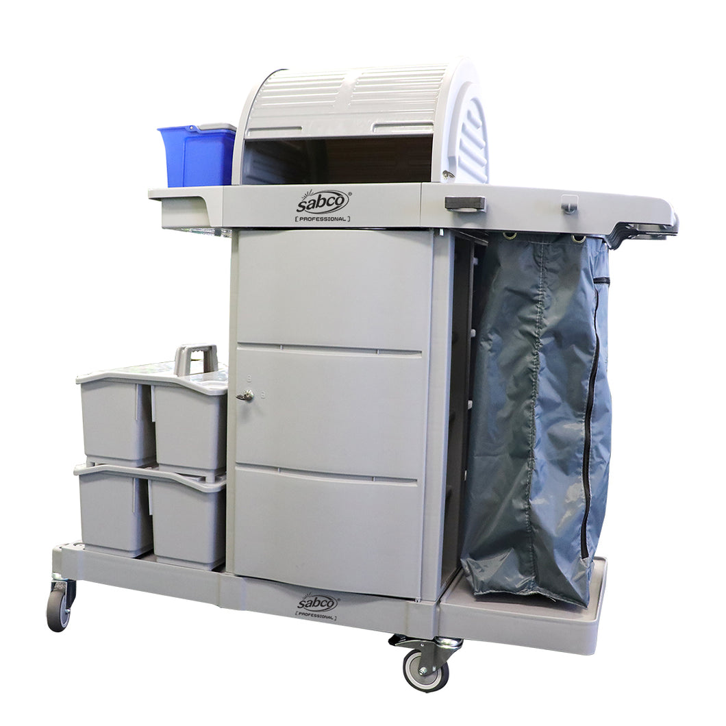 SABCO PROFESSIONAL LOCKABLE JANITOR CART WITH HOOD