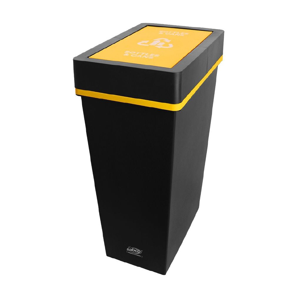 SABCO RECYCLING STATION 40LT BIN - WITH YELLOW LID ( BOTTLES & CANS )