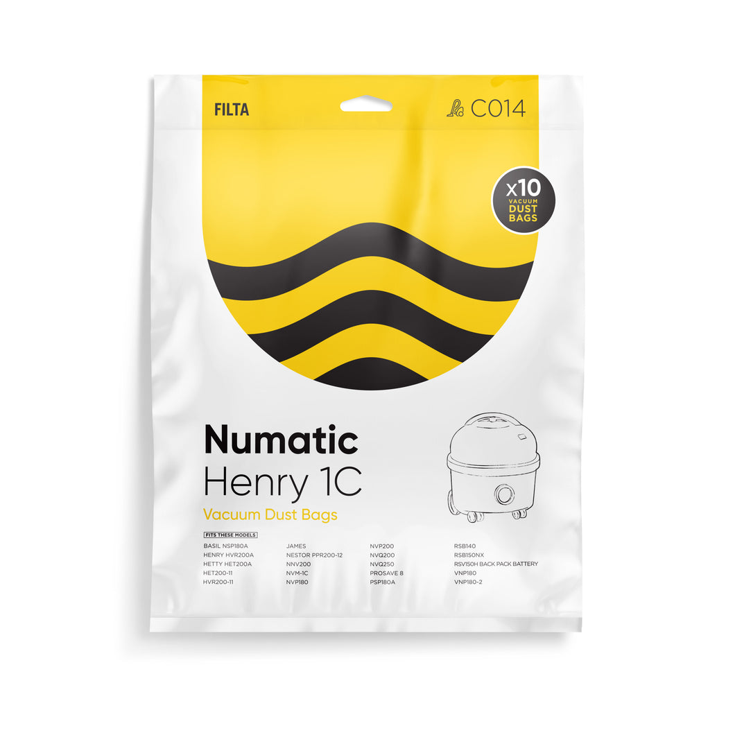 FILTA NUMATIC 1C SMS MULTI LAYERED VACUUM CLEANER BAGS 10 PACK (C014)