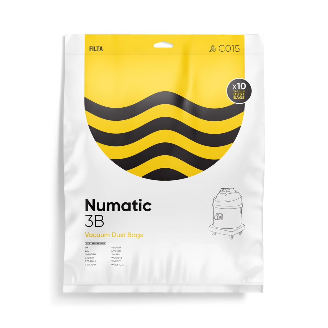 FILTA NUMATIC 3B SMS MULTI LAYERED VACUUM CLEANER BAGS 10 PACK (C015)