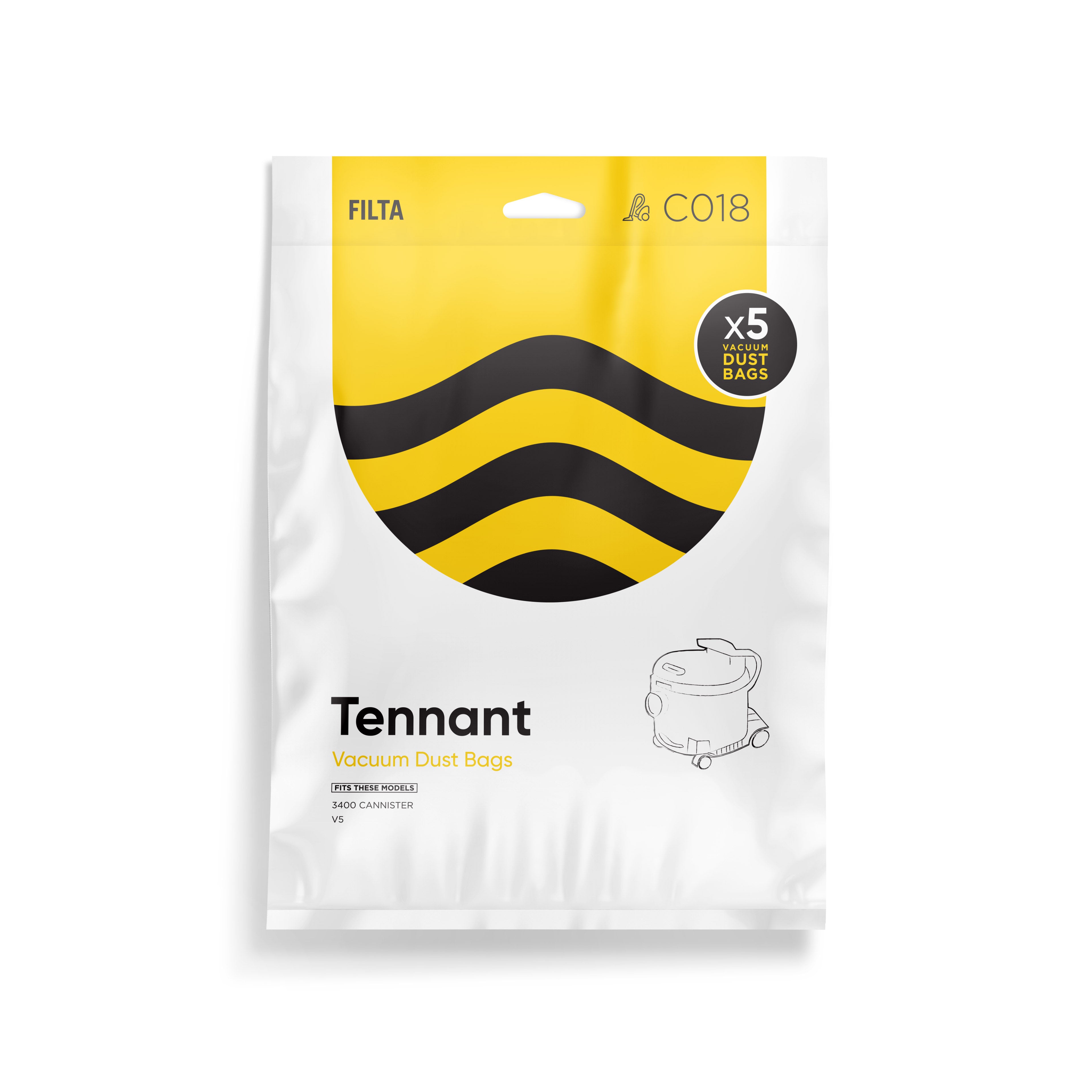 FILTA TENNANT 3400 PAPER VACUUM CLEANER BAGS 5 PACK (C018)