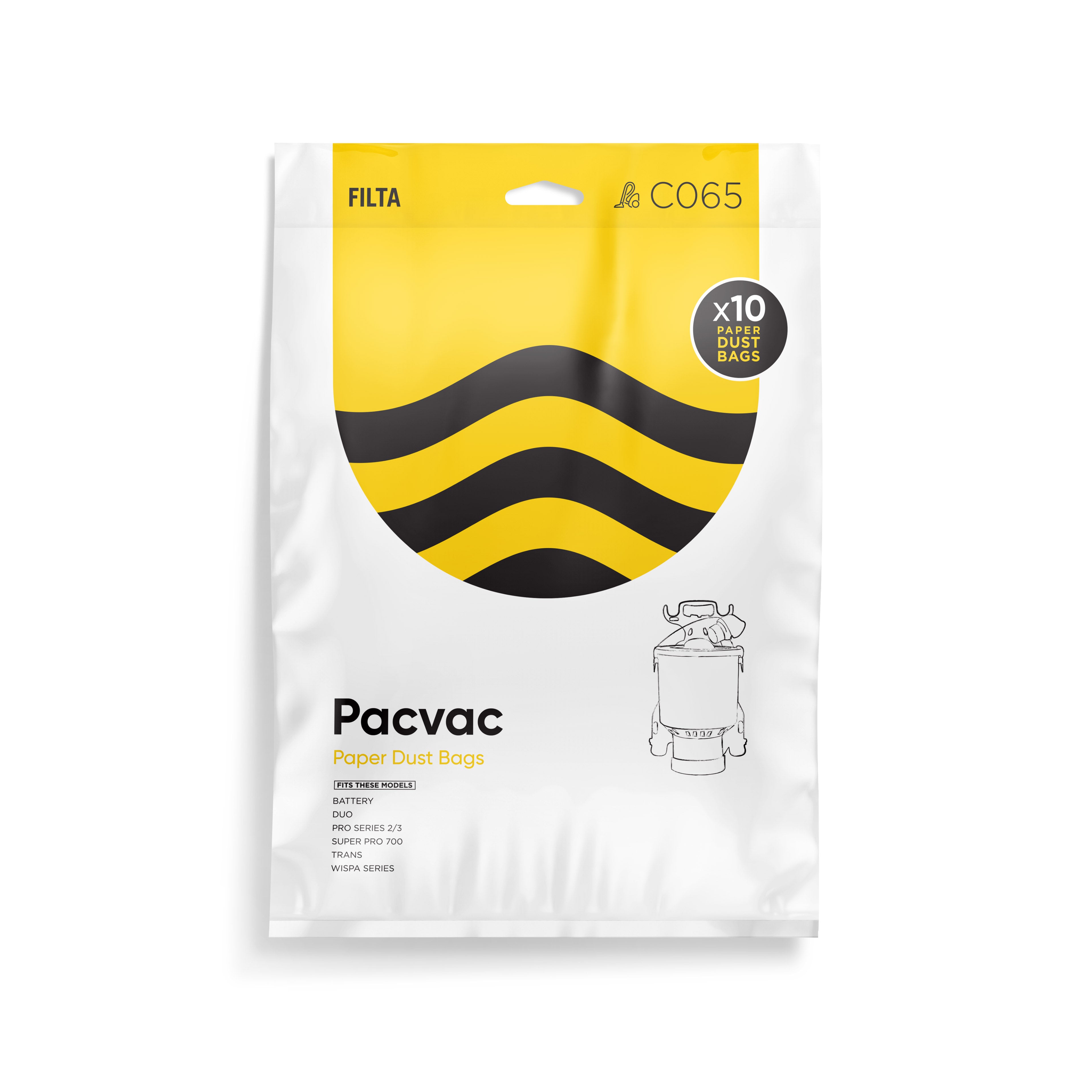 FILTA PACVAC SUPERPRO PAPER VACUUM CLEANER BAGS 10 PACK (C065)