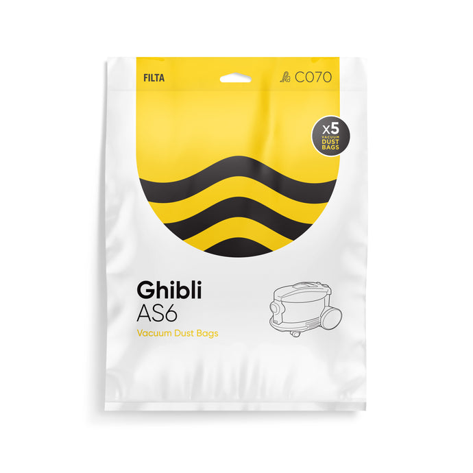 FILTA GHIBLI AS6 SMS MULTI LAYERED VACUUM CLEANER BAGS 5 PACK (C070)