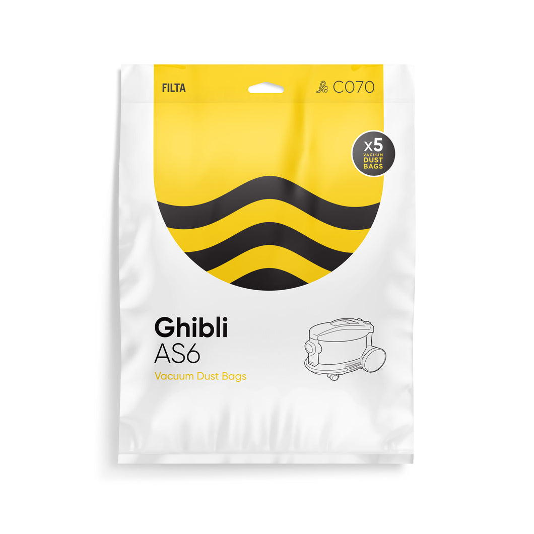 FILTA GHIBLI AS6 SMS MULTI LAYERED VACUUM CLEANER BAGS 5 PACK (C070)