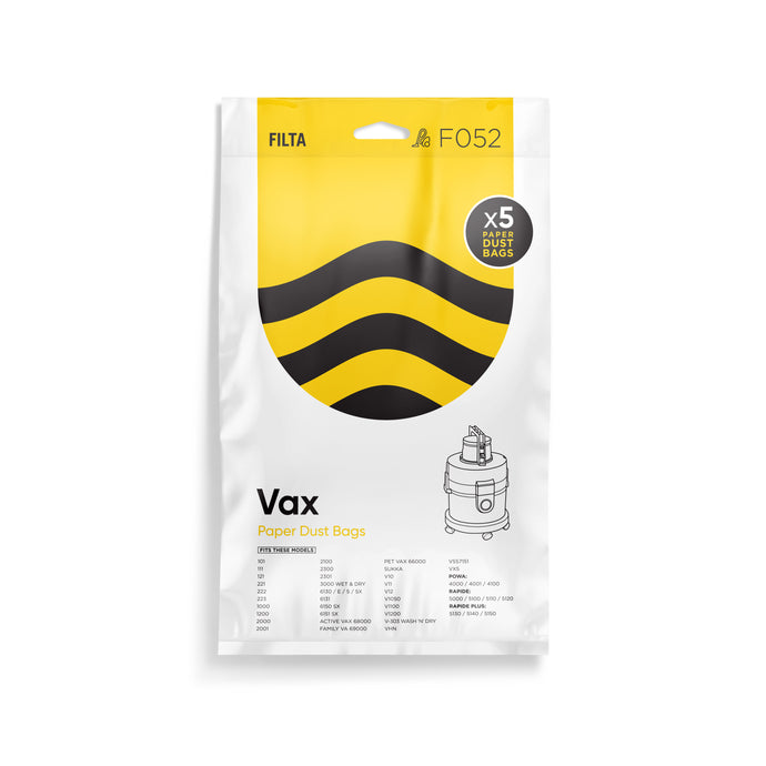 FILTA VAX PAPER VACUUM CLEANER BAGS 5 PACK (F052)