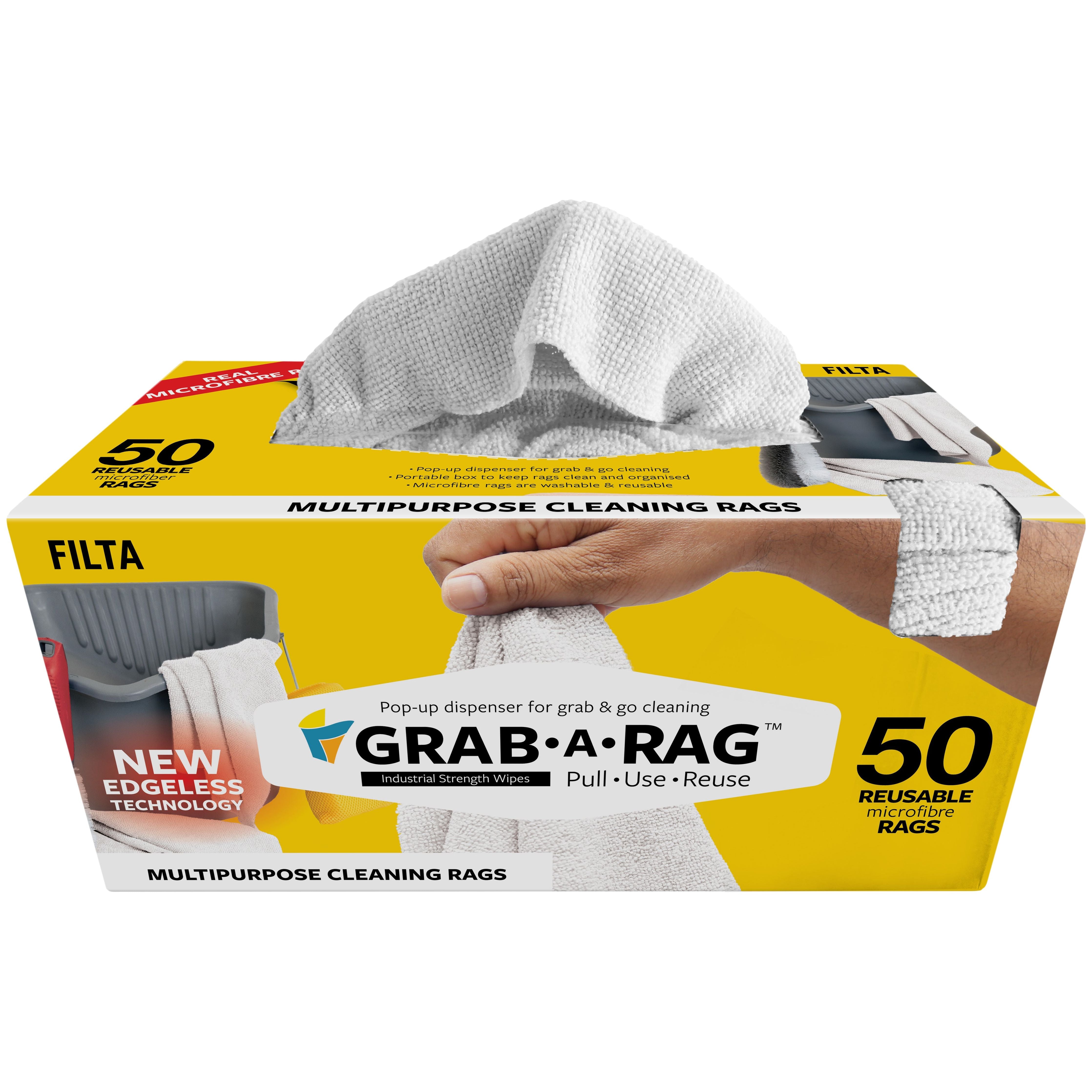 GRAB-A-RAG MICROFIBRE RAGS WHITE 30CM X 30CM 50 PACK – Filta NZ