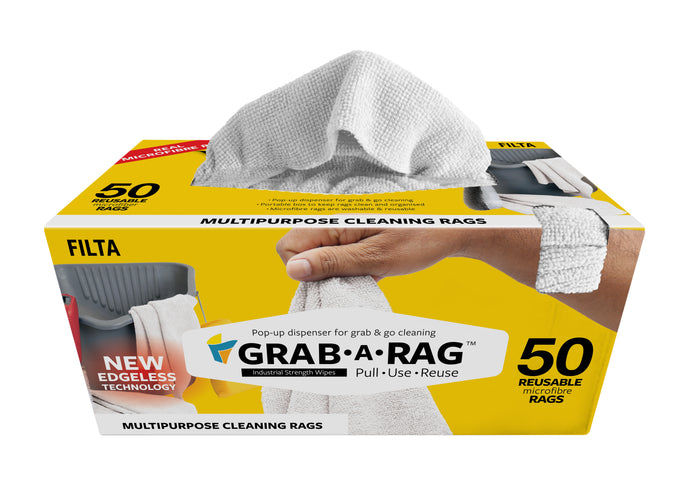 GRAB-A-RAG MICROFIBRE RAGS WHITE 30CM X 30CM 50 PACK
