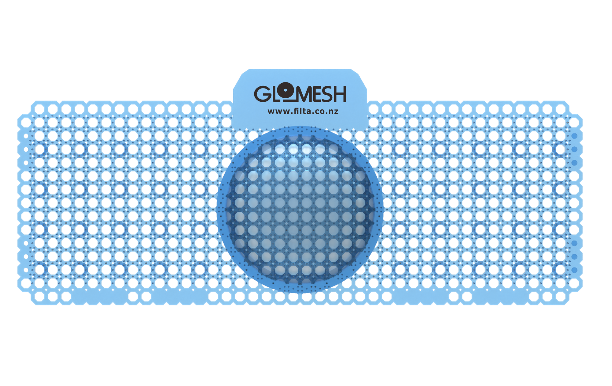 GLOMESH Spiral Biological Trough Urinal Screen with Anti Splash - Ocean Mist