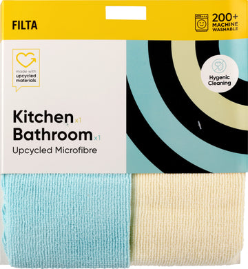 FILTA UPCYCLED MICROFIBRE CLOTH - KITCHEN & BATHROOM - 2PK