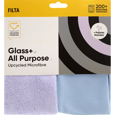 FILTA UPCYCLED MICROFIBRE CLOTH - GLASS / ALL PURPOSE  - 2PK