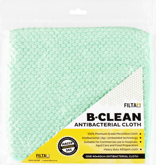 FILTA B-CLEAN ANTIBACTERIAL MICROFIBRE CLOTH GREEN 40CM X 40CM