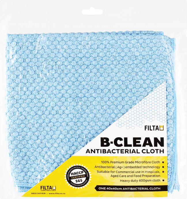 FILTA B-CLEAN ANTIBACTERIAL MICROFIBRE CLOTH BLUE 40CM X 40CM