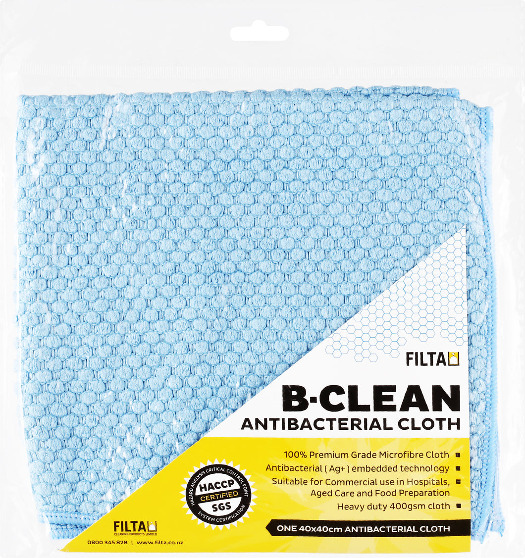 FILTA B-CLEAN ANTIBACTERIAL MICROFIBRE CLOTH BLUE 40CM X 40CM