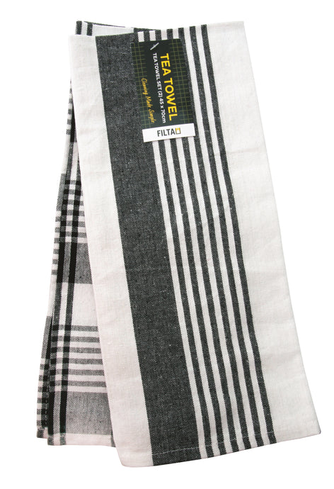 FILTA COTTON TEA TOWEL ROYAL BLACK 2 PACK (45CM X 70CM)