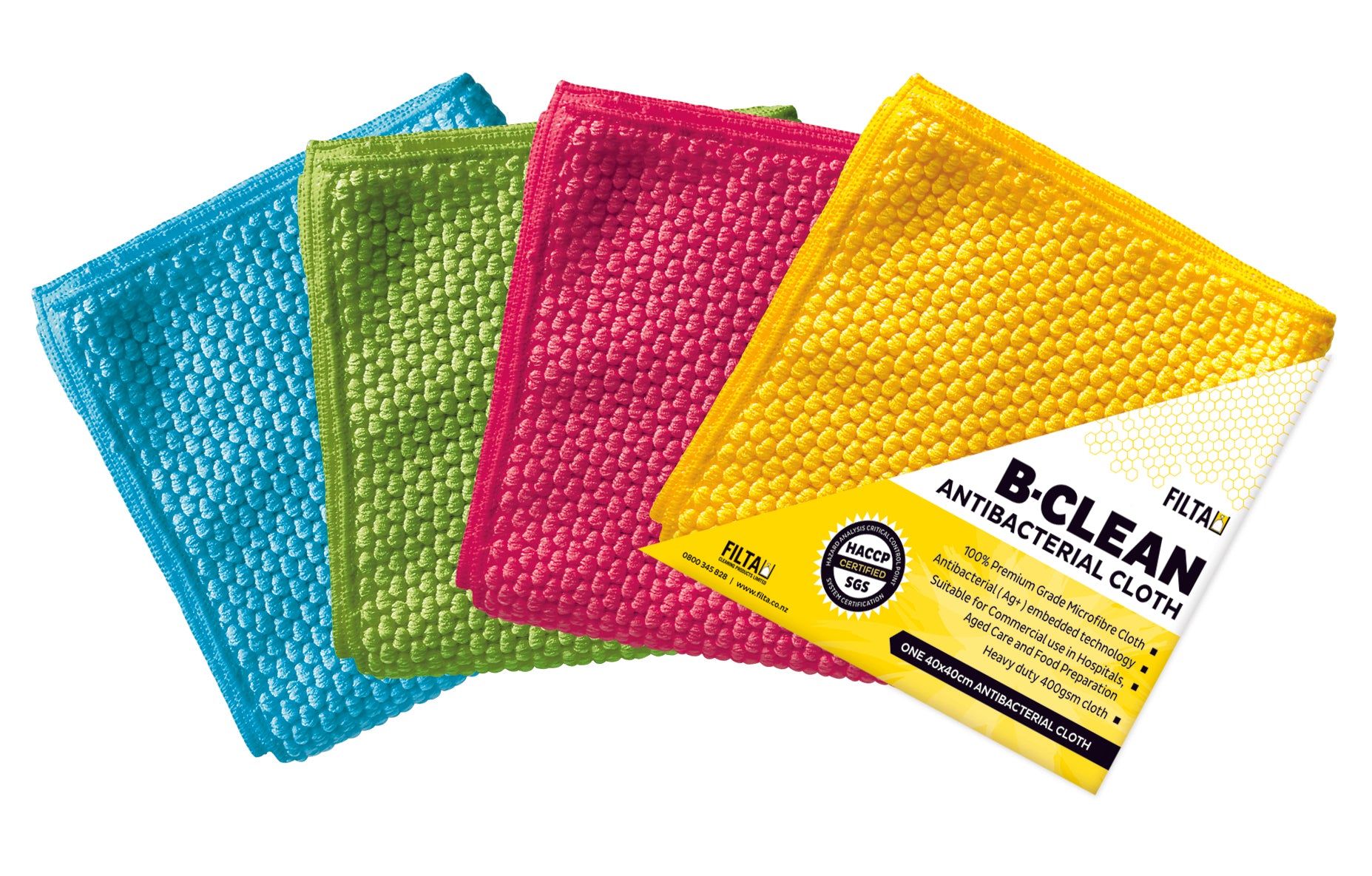 FILTA B-CLEAN ANTIBACTERIAL MICROFIBRE CLOTH PINK 40CM X 40CM
