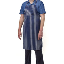 Load image into Gallery viewer, FILTA CAFE/BUTCHER BIB APRON NAVY STRIPED