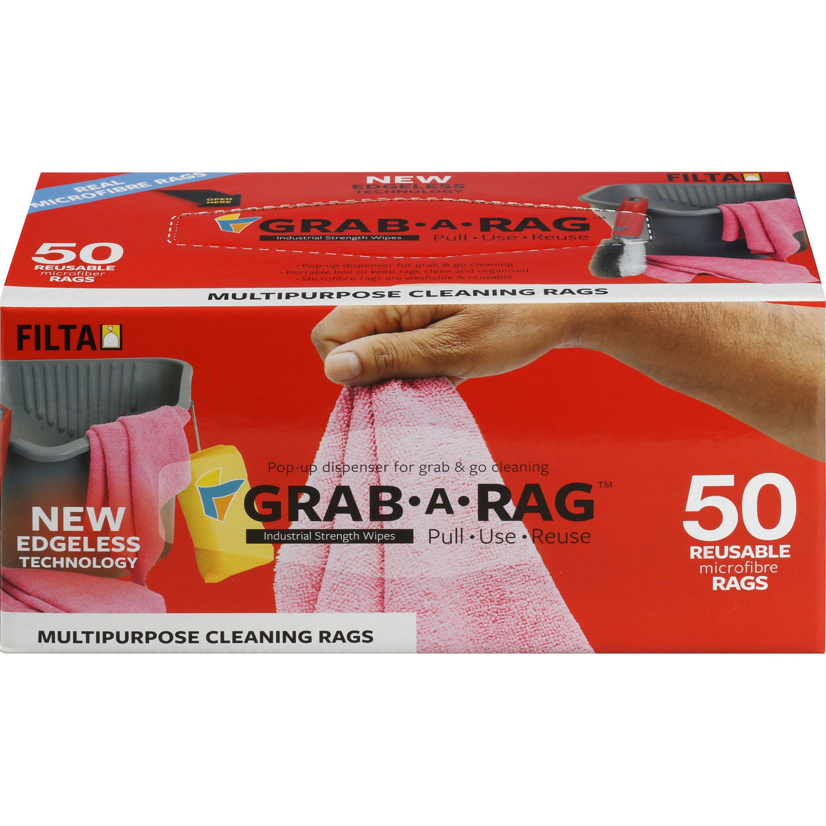 GRAB-A-RAG MICROFIBRE RAGS PINK 30CM X 30CM 50 PACK – Filta NZ