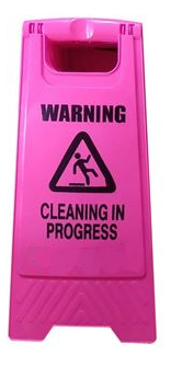 GALA A-FRAME SAFETY SIGN - "CLEANING IN PROGRESS" PINK
