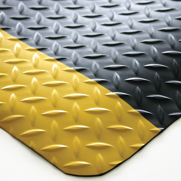 UltraSoft Premium Diamond-Plate Anti-Fatigue Mat- Black w/ Yellow Borders