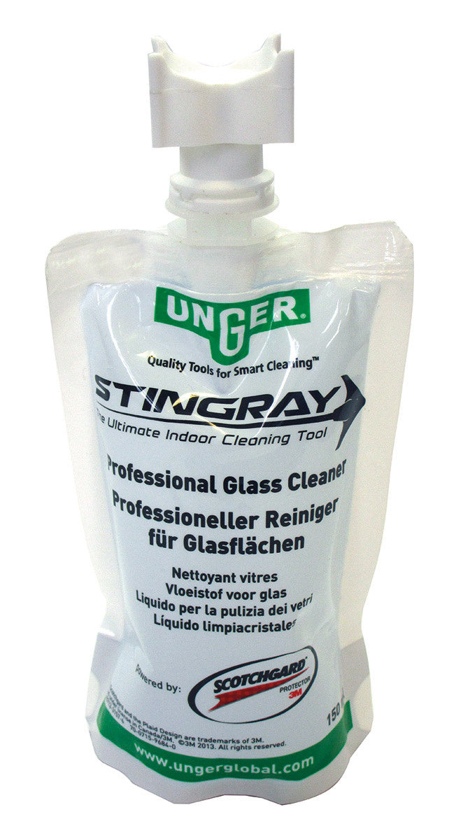 UNGER STINGRAY GLASS CLEANER (POUCHES) 150ML