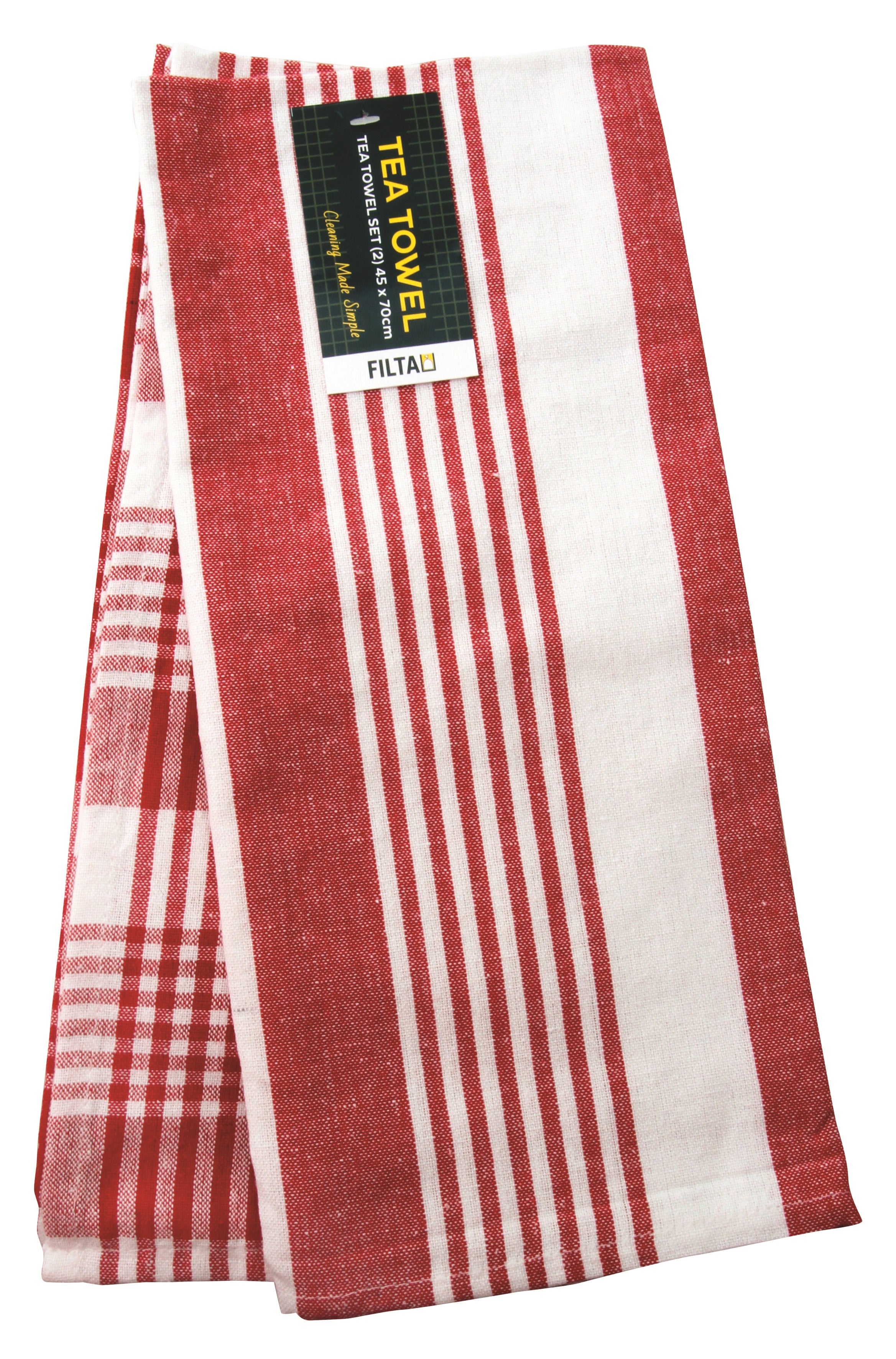 FILTA COTTON TEA TOWEL ROYAL RED 2 PACK (45CM X 70CM)