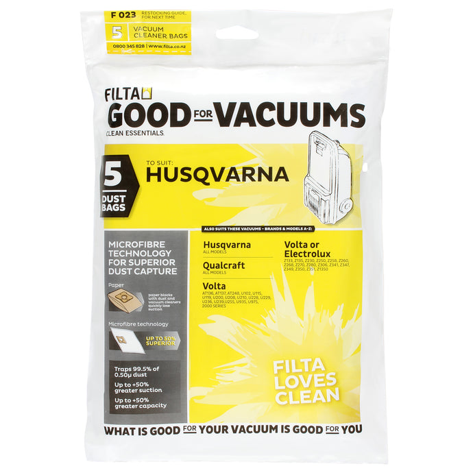 FILTA HUSQVARNA QUALCRAFT SMS MULTI LAYERED VACUUM CLEANER BAGS 5 PACK (F023)