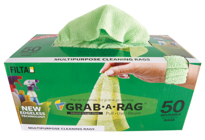 GRAB-A-RAG MICROFIBRE RAGS GREEN 30CM X 30CM 50 PACK