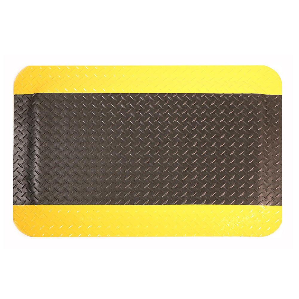 UltraSoft Premium Diamond-Plate Anti-Fatigue Mat- Black w/ Yellow Borders