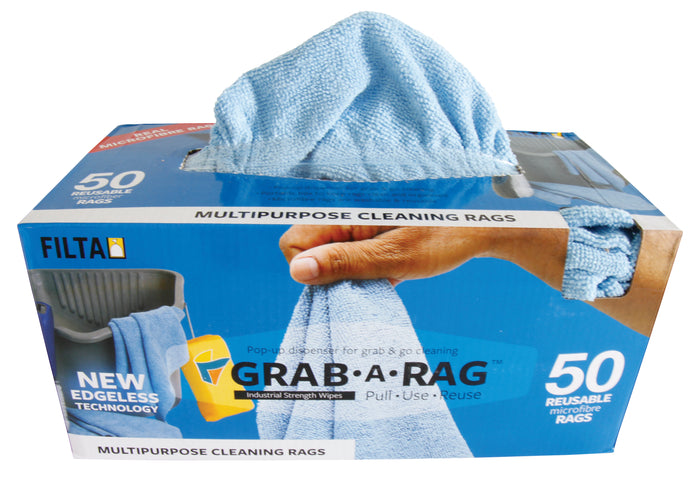 GRAB-A-RAG MICROFIBRE RAGS BLUE 30CM X 30CM 50 PACK