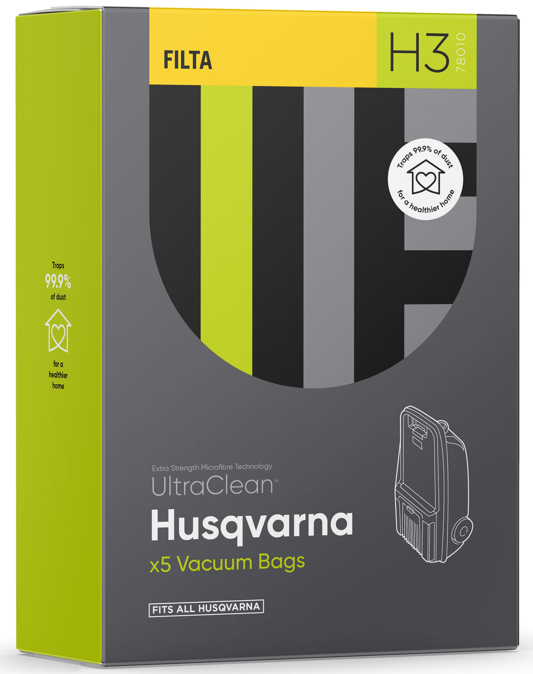 H3 - ULTRACLEAN HUSQVARNA SMS MULTI LAYERED VACUUM BAGS 5 PACK