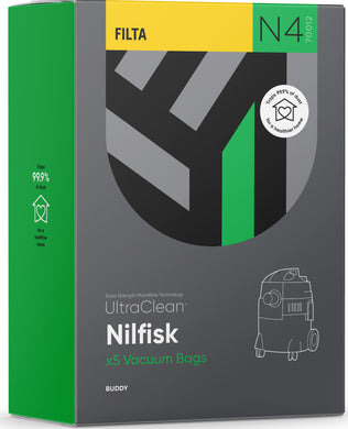 N4 - ULTRACLEAN NILFISK BUDDY SMS MULTI LAYERED VACUUM BAGS 5 PACK