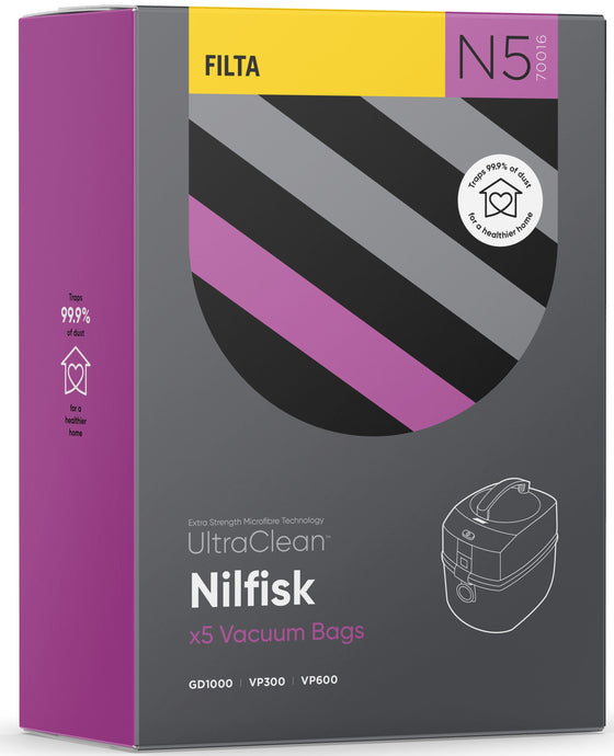 N5 - ULTRACLEAN NILFISK GD1000 SMS MULTI LAYERED VACUUM BAGS 5 PACK