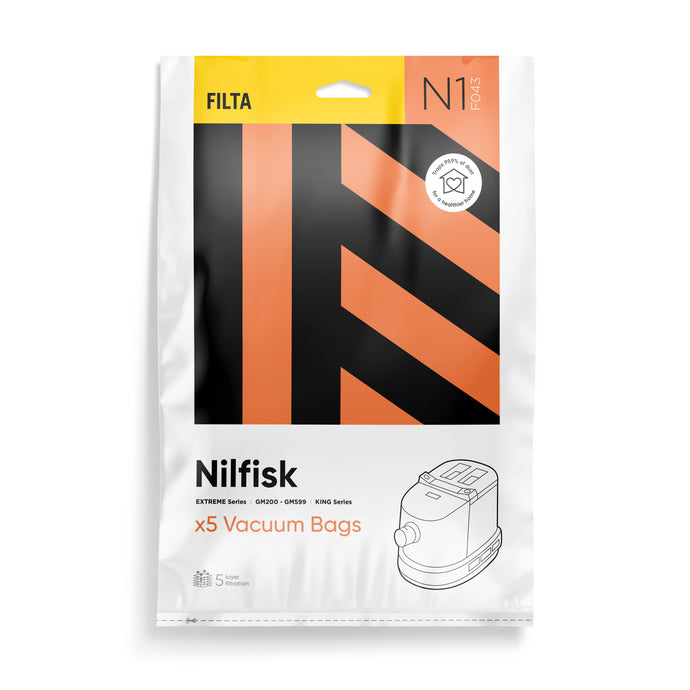 N1 - FILTA NILFISK SMS MULTI LAYERED VACUUM BAGS 5 PK