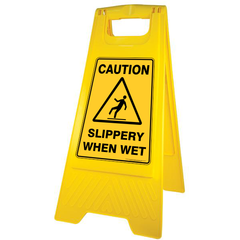 GALA A-FRAME SAFETY SIGN - "SLIPPERY WHEN WET" YELLOW