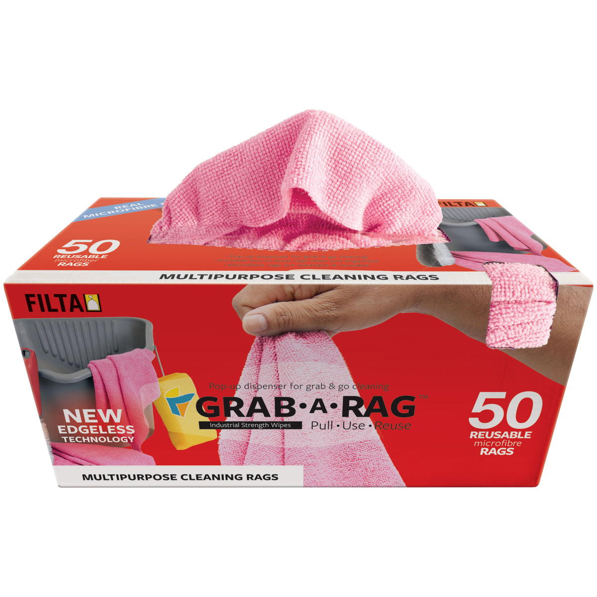 GRAB-A-RAG MICROFIBRE RAGS PINK 30CM X 30CM 50 PACK – Filta NZ