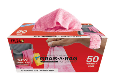 GRAB-A-RAG MICROFIBRE RAGS PINK 30CM X 30CM 50 PACK